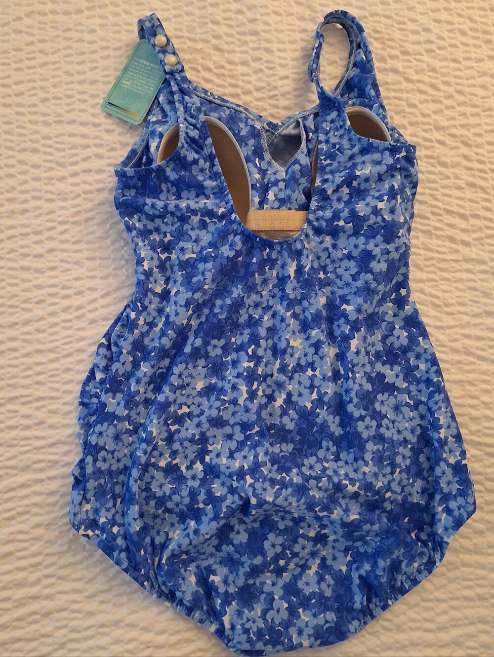 NWT Orvis SZ 12 Blue Floral One-piece Bathing Suit With Separate Skirt - Picture 5 of 9